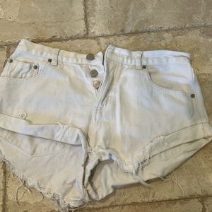 White super down jean shorts